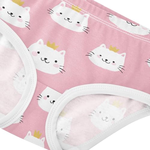 Wusikd Cute Cat Crown Girls' Underwear Cotton Pink Girls Briefs Soft Toddler Underwear 2T4
