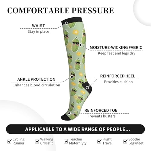 Image of Compression Socks for Women Men Circulation Graduated Supports Socks for Running Travel Nurse Athletic Sports