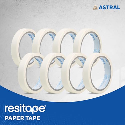 Image of RESITAPE Astral MT (313) Paper Tape | 18 mm x 20 mtr | Pack of 8 | Eco-friendly | Easy-tear Masking Tape, Long Holding Time | Residue-free Removal | Multi-surface Use