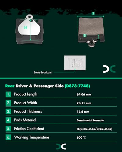 Image of SCITOO D872 D873 Front Rear Semi-Metal Brake Pads Sets Fit 2003-2005 For MERCEDES-BENZ For C240,2006-2007 For C280,2001-2005 For C320,2006-2007 For C350,2004-2005 For CLK320