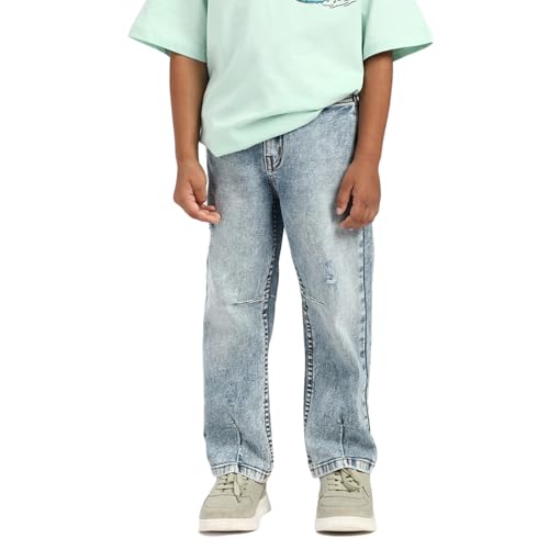 Image of Nautinati Boys Cotton Denim Jeans with Value-Added Detailing | Age 2-10 Years