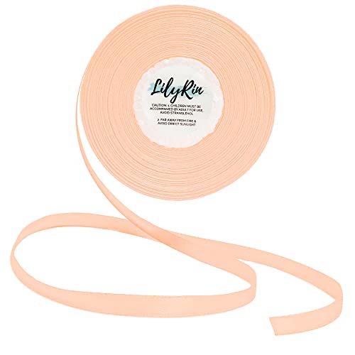 Image of Pale Peach Ribbon 1 /4 Inches 36 Yards Satin Roll Perfect for Scrapbooking, Art, Wedding, Wreath, Baby Shower, Packing Birthday, Wrapping Christmas Gifts or Other Projects