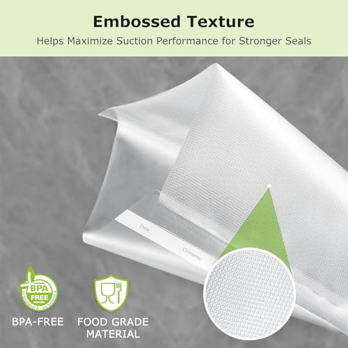 Image of Bonsenkitchen Vacuum Sealer Rolls Bags, 6 Pack 3 Rolls 11 inch x 16' + 3 Rolls 8 inch x 16',Commercial Grade, Heavy Duty, BPA Free, Food Storage Bags