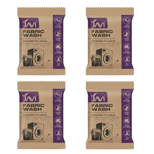 Image of Javi Organic Powder to Fabric Wash | 4 Sachet = 2 Ltr | Lavender Fragrance | Natural, Plant Based, Eco-Friendly, Non-Toxic | Removes Stains & Odour, Protects Colour | Laundry Detergent