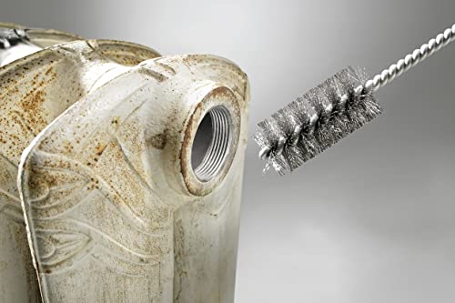 kwb Ronde staalborstel/cilindrische borstel fijn, gegolfd, staaldraad, Ø 38 mm voor metaal en steen, staalborstel voor boormachine incl. 8 mm ronde schacht, buisborstel voor waterkoker/verwarming, 1 stuk - Afbeelding 4