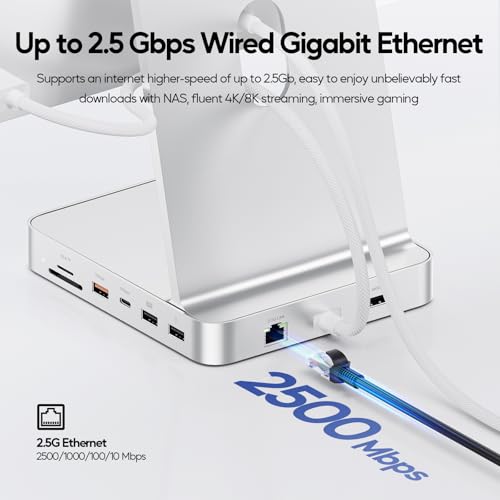 Image of Upgraded 11 in 1 USB C Hub for iMac 24 inch USB Hub 2021 2023 2024 Support M.2 SSD (NOT Included), iMac Hub M1 M3 M4 Accessories, 4K HDMI, 2.5G Ethernet, 5 USB A /C Max 10Gbps, SD /TF-Silver