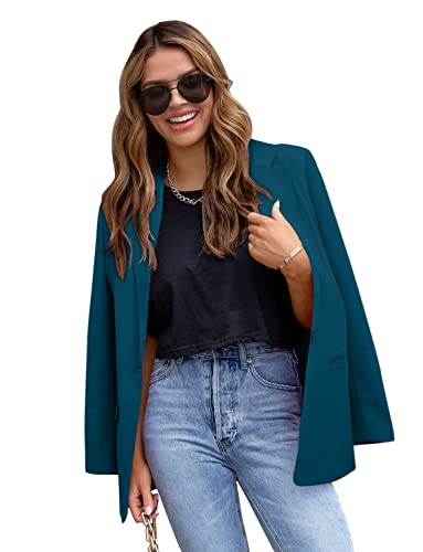Image of CRAZY GRID Womens Casual Blazer Jacket Long Sleeve Open Front Work Office Blazer Lapel Button Jacket