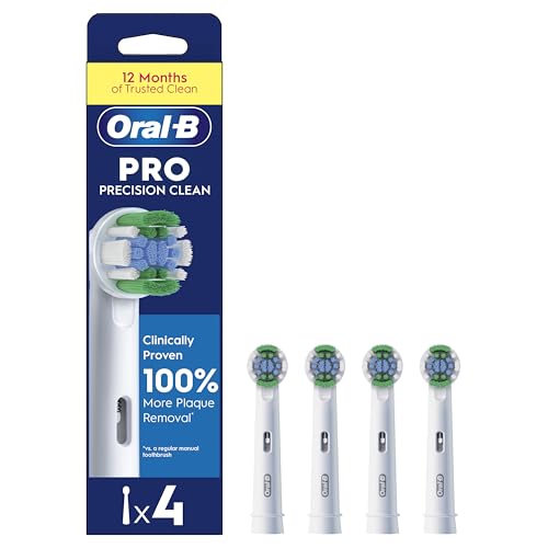 Oral-B Pro Precision Clean Electric Toothbrush Head, X-Shape And Angled Bristles for Deeper Plaque Removal, Pack of 4 Toothbrush Heads, White