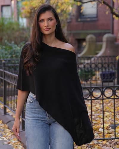 Image of CLAUDIA NICHOLE Womens 100% Cashmere Dress Topper - Cashmere Poncho Wrap