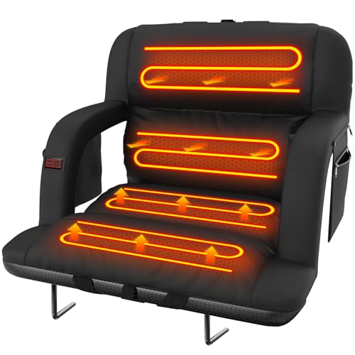 Suteck Extra Wide Heated Stadium Seats with Back Support, Portable Sofa Style Bleacher Chair with...