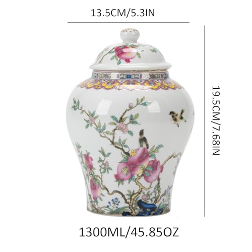 fanquare White Ginger Jars with Lids, Chinese Porcelain Tea Canister, Birthday Peaches Decorative Flower Vase, Ceramic Storage Jar for Tea Coffee Sugar - Cosy Home Interiors fanquare White Ginger Jars with Lids, Chinese Porcelain Tea Canister, Birthday Peaches Decorative Flower Vase, Ceramic Storage Jar for Tea Coffee Sugar - Image 6