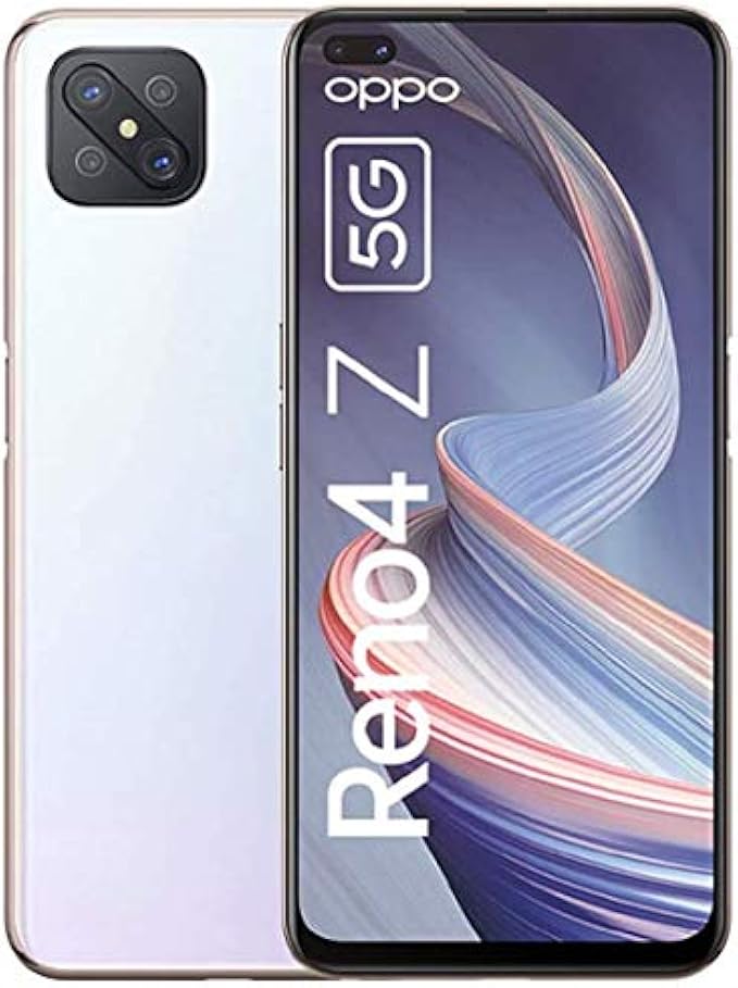 OPPO Reno4 Z 5G Dual SIM Smartphone, 6.57 Inch 120Hz Ultra HD Display, 48+8+2+2MP Camera, 16MP Dual Front Camera, 128GB ROM/8GB RAM EU/UK Global ROM CPH2065 - Dew White