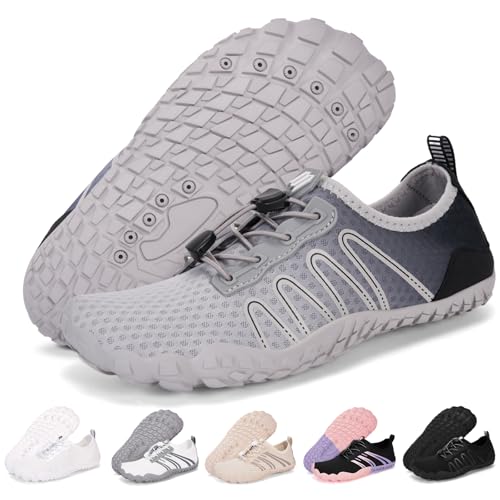 Hike Barefoot Water Shoes for Women Men Footwear, Quick Dry Wide Toe Box Pro Beach Swim Athletic Sports Shoes, Non-Slip Lightweight Aqua Shoe for Pool Hiking Walking Kayaking Diving Surfing