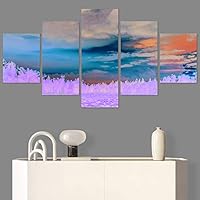 SIGNWIN 5 Panel Canvas Wall Art Modern Art Coastal Colorful Multicolor Photography Romantics Sunset for Home Decorations Ready to Hang - 60
