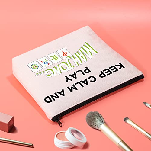 Jxgzso Funny Mahjong Bag Keep Calm And Play Mahjong Cosmetic Bag Mahjong Pouch Gift For Mahjong Fans thumb #3