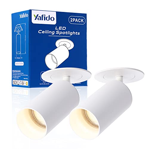 Yafido 2 * 360° foco de techo ajustable 90°Lámparas de Techo LED Orientables GU10 Empotrable...