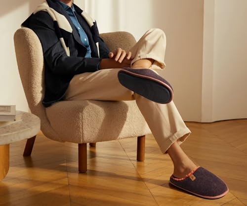 Image of KuaiLu Mens House Memory Foam Slippers with Comfortable Warm Plush Lining
