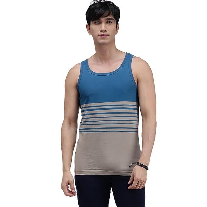 zoiro Trends Super Combed Cotton Striped Singlet for Men with U-Neckline & Sleeveless |Colour's May Vary-picture-35