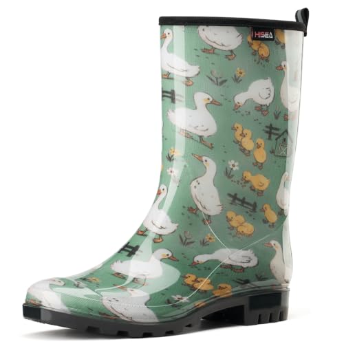 Image of HISEA Women's Rain Boots Waterproof Mid Calf Garden Farm Rubber Boots