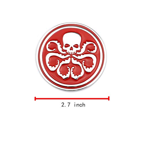 2X New Octopus Hydra Emblem Decal Dome Shape Fender Rear Windshield Trunk Lid 2.7” Diameter Metal Badge Nameplate Decorative (Red) #TOP1