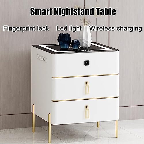 Table de chevet moderne en cuir avec déverrouillage par empreinte digitale
