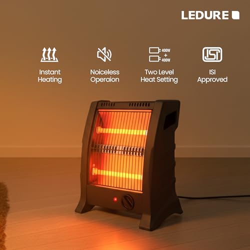 Image of LEDURE Megamite 800W Electric Room Heater with 1 Year Warranty | ISI Approved Compact & Powerful Space Heater | Energy Efficient, Low Noise & Durable Design for Bedroom, Living Room and Office