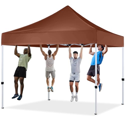 HLong 10x10 Heavy Duty Pop-Up Canopy Tent Commercial Grade, Brown