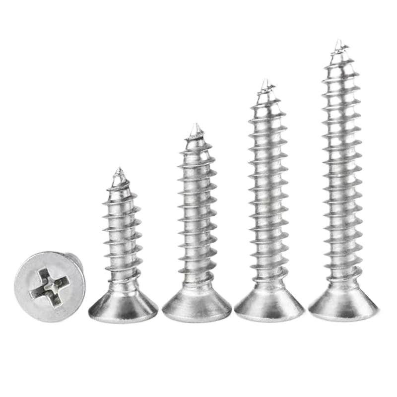 Vis autotaraudeuses tête plate inox M4-M6 cruciforme métal bois plastique assortiment fixation (M6 x 65mm - 50pcs)
