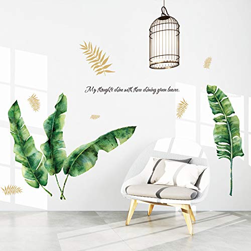 Decoración de fondo de sofá nórdico con pegatinas de pared de plantas botánicas 3