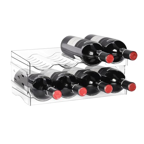 BoxedHome Stapelbarer Flaschenhalter Weinflaschen Halter Weinregal Wein Flaschen Organizer Flaschenregal Kühlschrank Flaschenhalter Küche für Kühlschrank Schrank Büro (2 Stück 8 Flaschen)