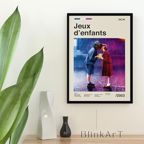 Image of BLINKART Jexux D'Enfants Love Movie Poster Frame 8x12 Inch | Premium 300 GSM Paper Wall Print | Mid Century Vintage Film Artwork for Home, Bedroom, Living Room, Office | Framed Photo Decor