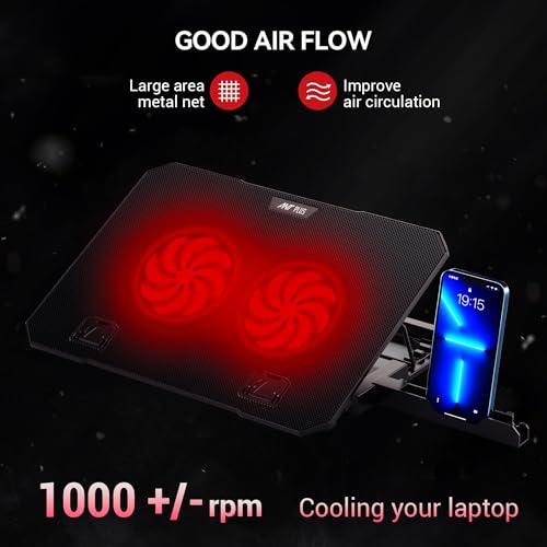 Image of Dracula 20 Laptop Cooling Pad, Laptop Cooler with Mobile Holder 2*1 125mm Quite Fans at 1000 RPM, Fan Speed Controller 5 Height Adjustable Angle 2 USB Ports Compatible for Laptop up to 15.6 inch
