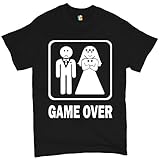 Game Over Funny T-Shirt Wedding Marriage Groom Bride Humor Men's Novelty Shirt Black XX-Large