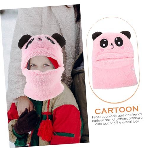 Windproof Thermal Hooded Scarf for Adorable Cartoon Animal Ear Shape Winter Hat and Neck Warmer Cozy and Warm for Boys and Years for Cold Weather Pink2