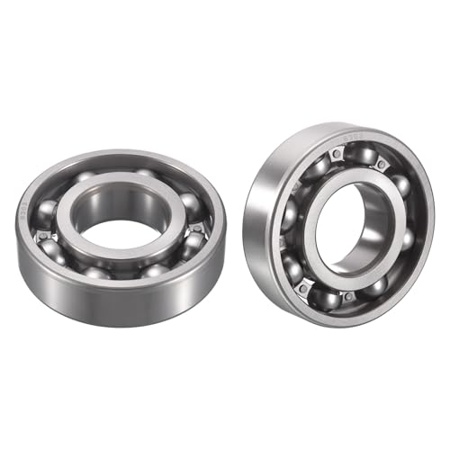 HiPicco 6303-OPEN Deep Groove Ball Bearings, I.D.=17mm, O.D.=47mm, Thickness=14mm Open Type Chrome Steel Ball Bearing Pre-Lubricated Chrome Steel Z2 Lever 2pcs