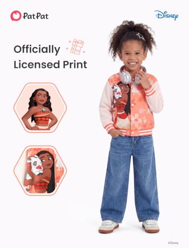 Image of Disney Girl & Boy Varsity Bomber Jacket Fall Sweatshirt Toddler to Big Kid | Officially Licensed Jacket with Mickey, Minnie, Spider-Man, Gwen, Toy Story, Cars, Frozen, Princess, Stitch, Zootopia Designs