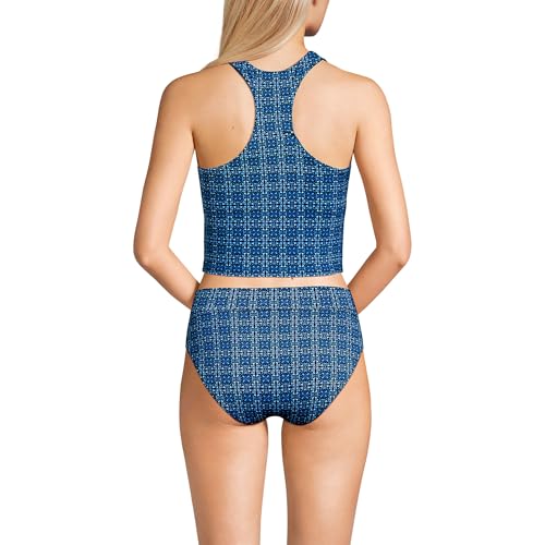 Lands' End Women's Chlorine Resistant High Neck Racerback Midkini Swimsuit Top2