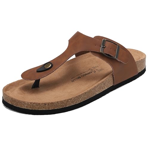 ARRIGO BELLO Tongs pour homme Cuir et Liège Sandales d'Été avec Orthèse de Soutien Sandales Plage Loisir Antidérapant Été Confortable Chaussons EU...
