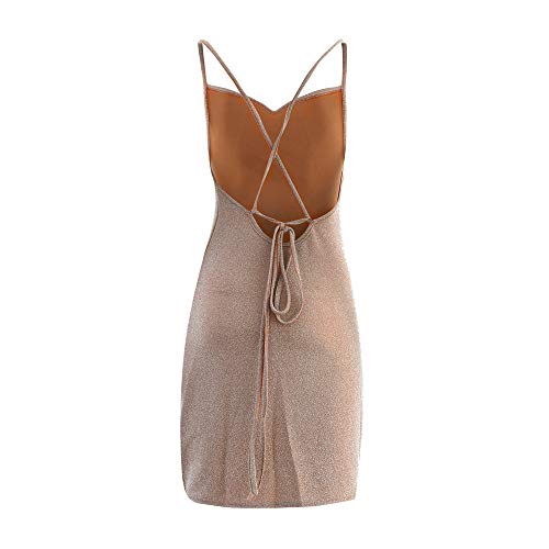 Women's Sexy Glitter Spaghetti Strap Mini Party Dress4