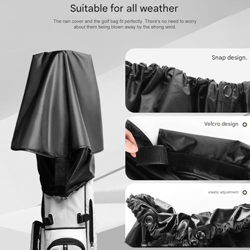 Funda de lluvia para bolsa de golf protector impermeable de nailon negro 2