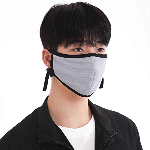 [MERRIMENT] Breathable String Sports Mesh Fabric Mask Fashion Face Cover Unisex Reusable 3D (Grey)