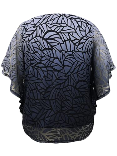Image of LEEBE Women and Plus Size Double-Layered Burnout Poncho Blouse Top (S-5X)