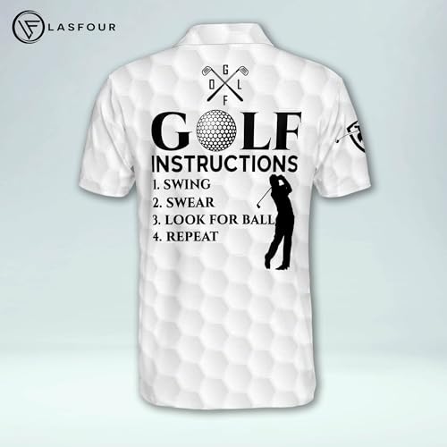LASFOUR Funny Golf Polo Shirts for Men, Crazy Short Sleeve, Lightweight Golf Polo Shirts for Dad, Grandpa.3