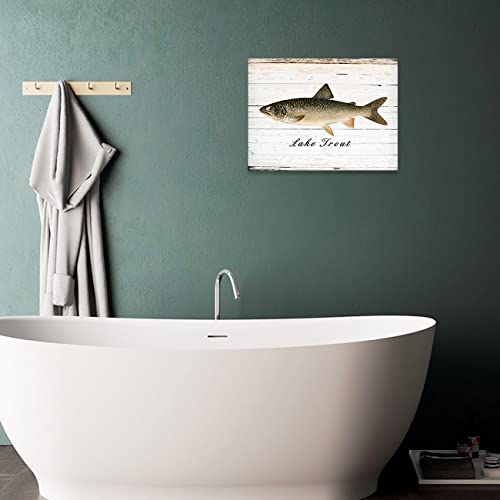 Ccwacpp Lake Trout Fish Canvas Grey Trout Fish Pictures Wall Art Fishing Poster Artwork For Fisherman Gifts Framed Ready To Hang (16”X24”(40X60Cm), Lake Trout) #TOP4