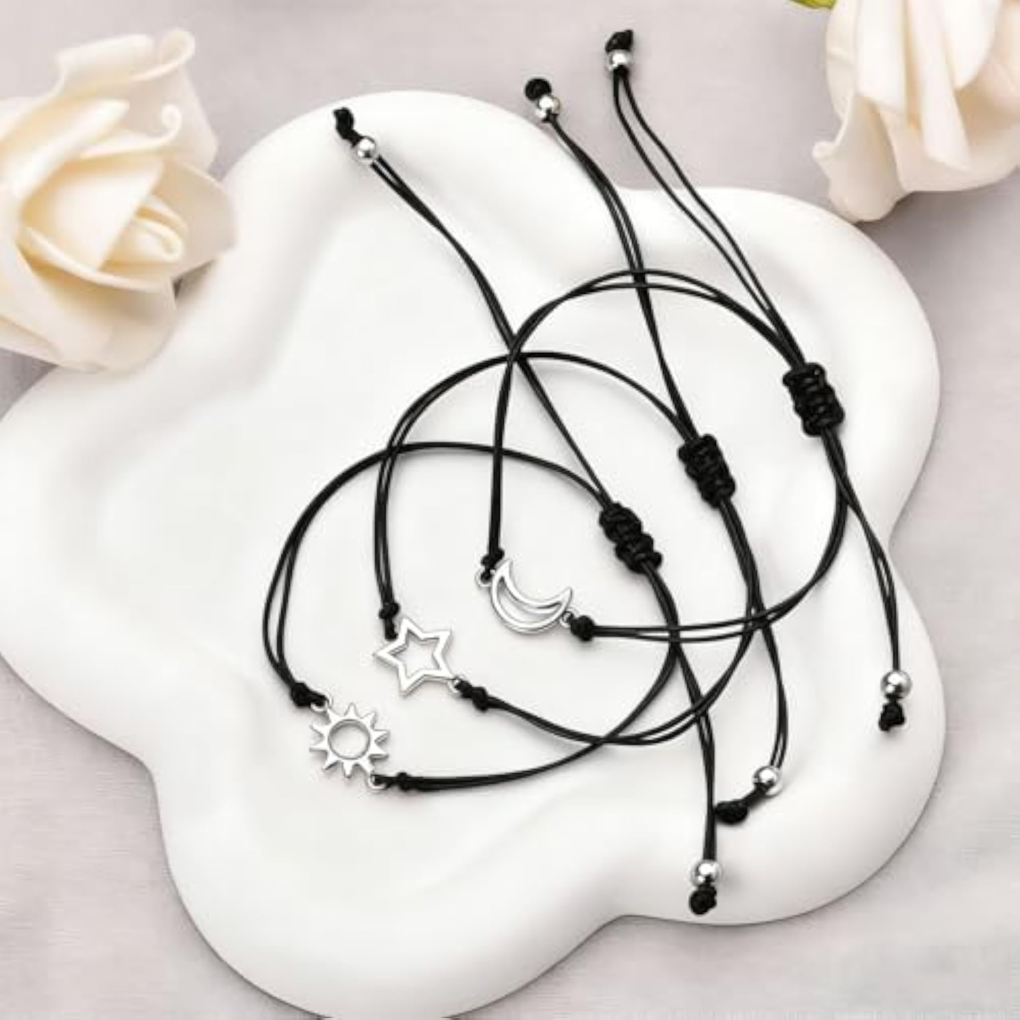 3 PCS Friendship Bracelets for Couples, Adjustable Cord Style A