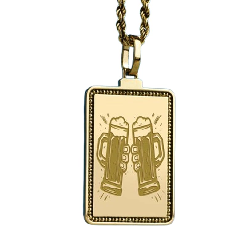 Collier Beer Cheer argent 925 anti-allergie résistant avec chaîne