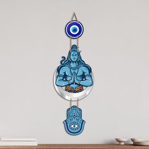 Image of Artvibes Lord Shiva Namaste Evil Eye Wall Hanging for Home Entrance | Spiritual MDF Wall Decor | Vastu Decorative Art for Living Room | Temple & Office | Gift Item (WH 8589N)
