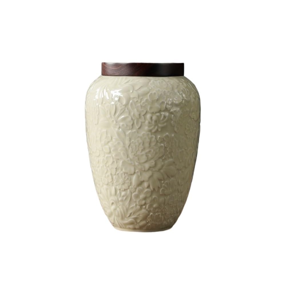 XYNSNDB Kanistry kuchenne Kreatywny, ręcznie tłoczony ceramiczny zbiornik do przechowywania sypkiej herbaty Duży uszczelniony zbiornik Uszczelniony zbiornik na kawę do użytku domowego Kawa na płatki