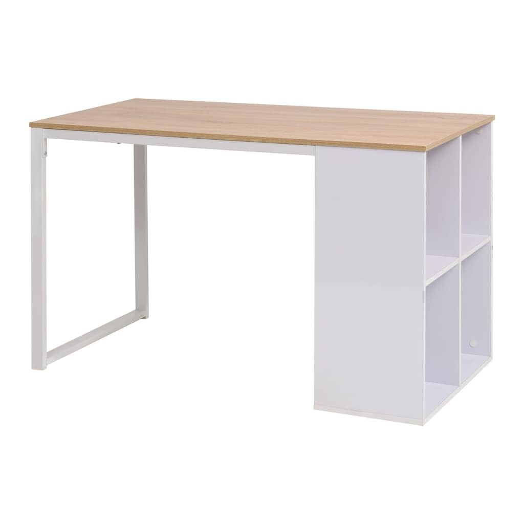 Mesa de trabajo 120 x 60 x 75 cm, mesa de estudio con almacenamiento, roble