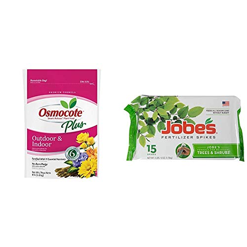 Osmocote 274850 Smart-Release Plant Food Plus Outdoor & Indoor, 8 lbs & Jobe's 01660 1610 0 Tree Fertilizer Spikes 16-4-4, 15